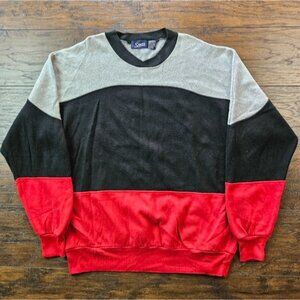 Vintage 90s Stats Streetwear Colorblock Sweater 2XL Red/Black/Heather Gray